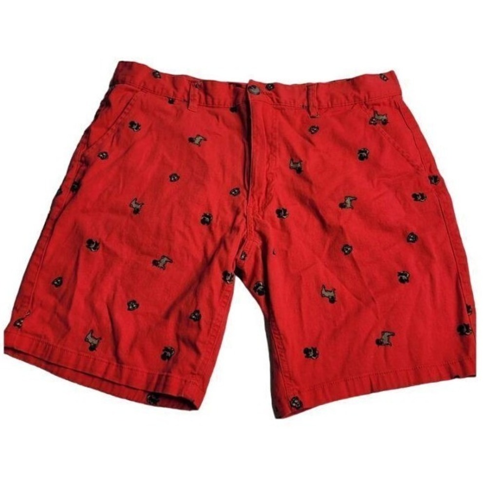 2853 Raw Yarn Industries Red Pug Shorts‎ Men's 36 Embroidered Dog Preppy